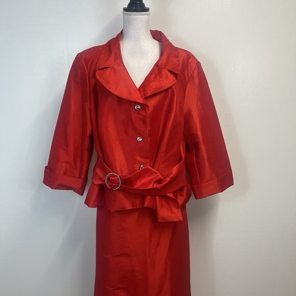 Nicolette Plus Size 24W Skirt Suit Women's Cherry Red Formal Evening Wedding - Picture 2 of 9